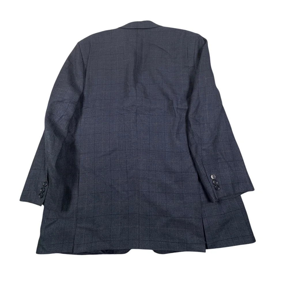 Brooks Brothers Sport Coat Blazer Mens 44R Blue Silk Wool Linen Windowpane Plaid